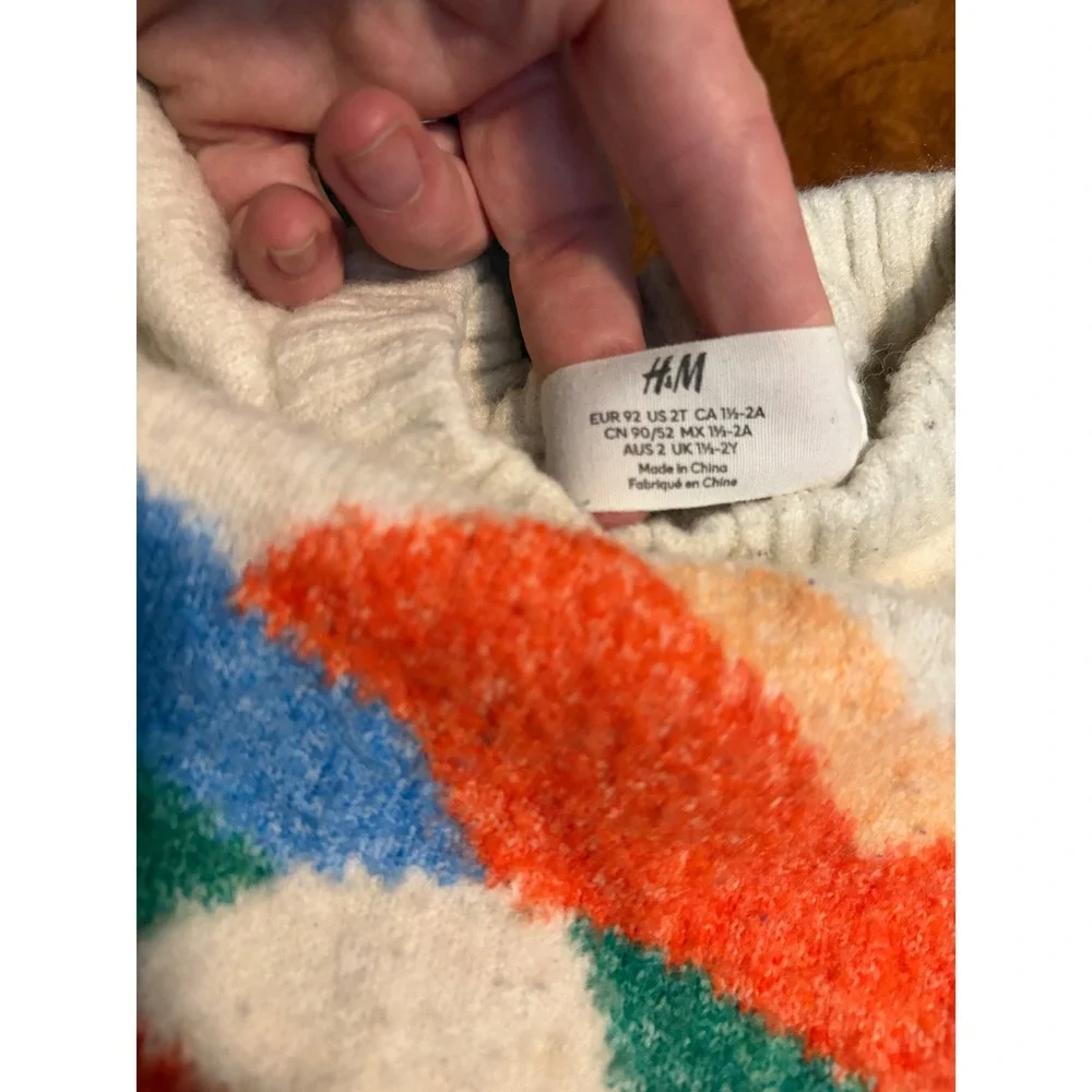 H&M Sweater Intarsia Mountain Landscape Multicolor Knit Pullover 2T‎